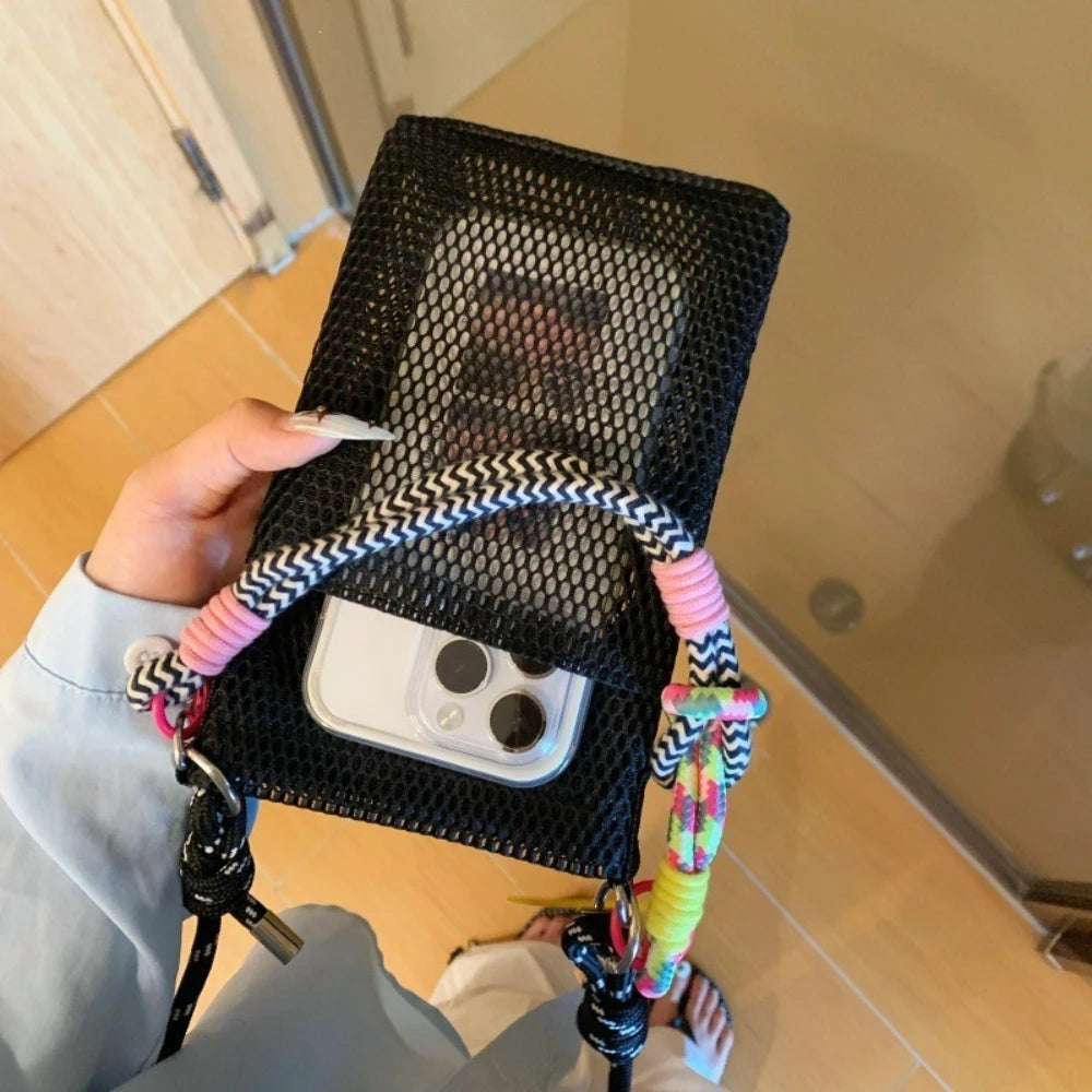Women Handbags Female Summer Mesh Shoulder Bags Large Capacity Crossbody Bags Outdoor Beach for Women Portable Phone Purse