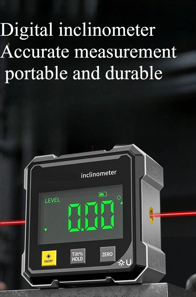Woodworking Tools 4-sided Magnetic Dual Laser Inclinometer Digital Angle Measuring Instrument with Tilt Measurement Laser Level