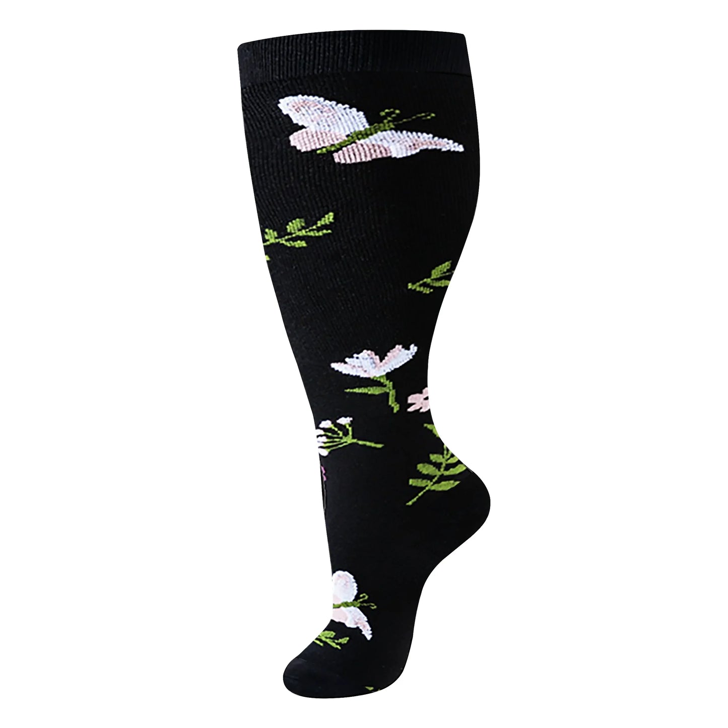 Plus Size Compression Socks for Women Men 20-30 MmHg Wide Calf Extra Large Knee High Flight Sock for Circulation Support 2XL-4XL