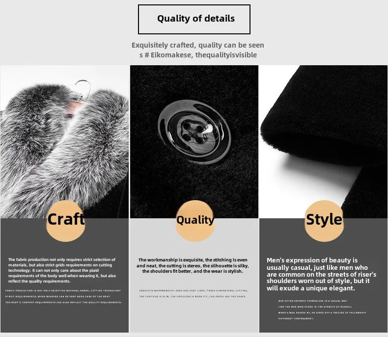 2024  Men's Imitation Fur Liner Winter Warm New Fur One-piece Coat Imitation Mink Fleece Mid-length Fur Coat  Men Jacket