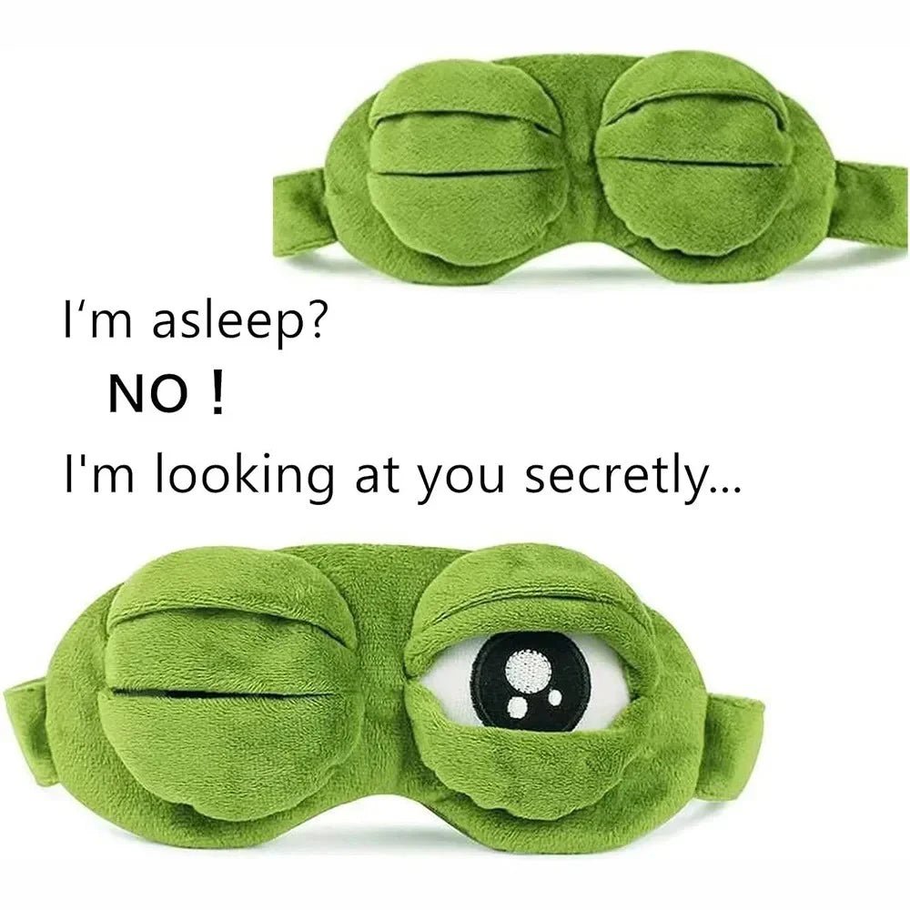 3D Sad Frog Sleep Eye Mask Travel Sleeping Eyeshade Cover Shade Eye Patch For Women Men Soft Portable Blindfold Naptime Eyepatch