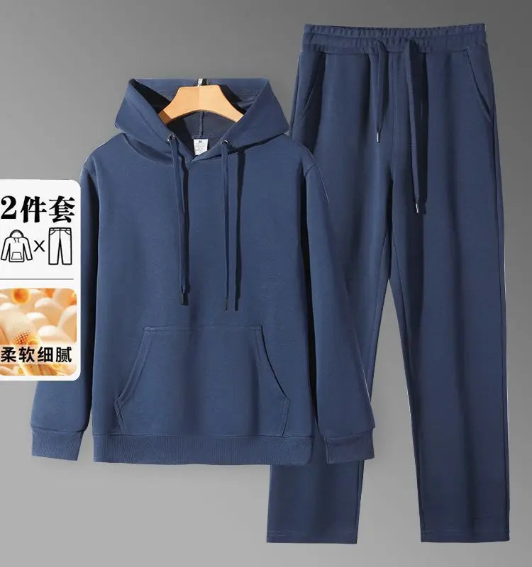 2026 Men's New Straight-Leg Casual Suit Trendy Hooded Sweatshirt and Sweatpants Loose Fit Versatile Casual Autumn Sports Suit