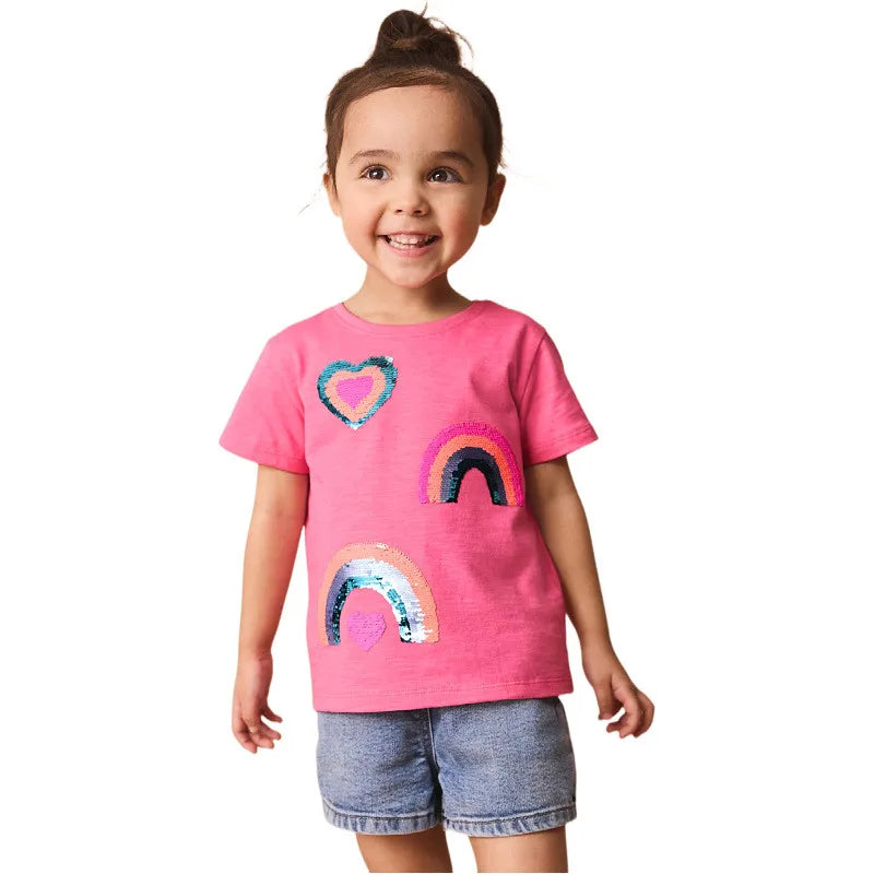 Jumping Meters 2-7T Animals Print 100% Cotton Baby Girls Tees Cotton Summer Toddler Clothes Kids Tops Children's Tshirts
