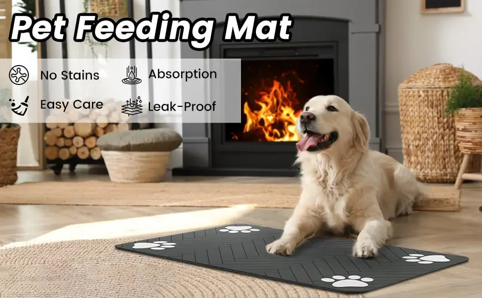 Pet Feeding Mat-Absorbent Pet Placemat for Dog Cat Food and Water Bowl with Waterproof Rubber Backing, Quick Dry Water Mat