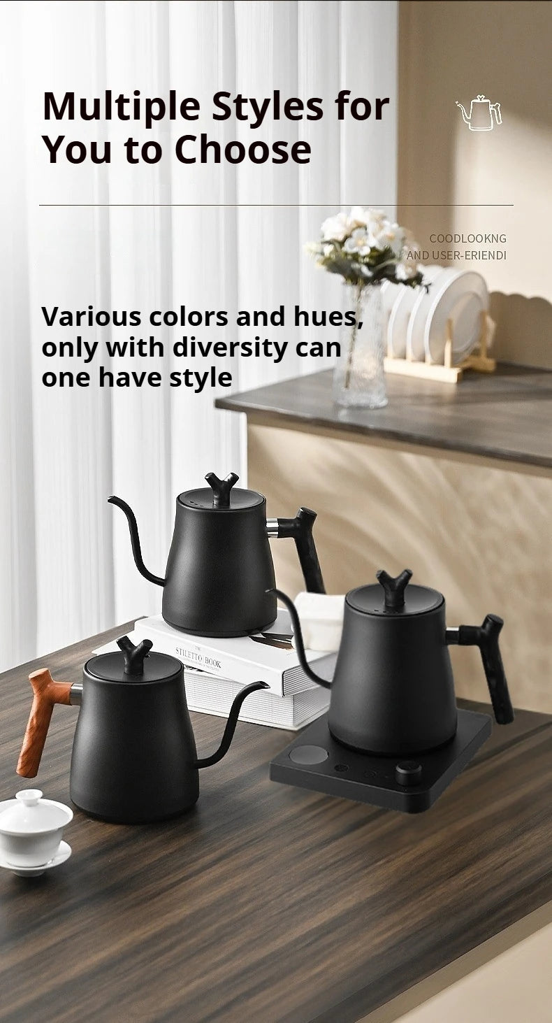1L Stainless Steel Electric Kettle, Auto Shut-Off, for Pour-Over Coffee/Tea, Smart Temp Control & Mechanical Models