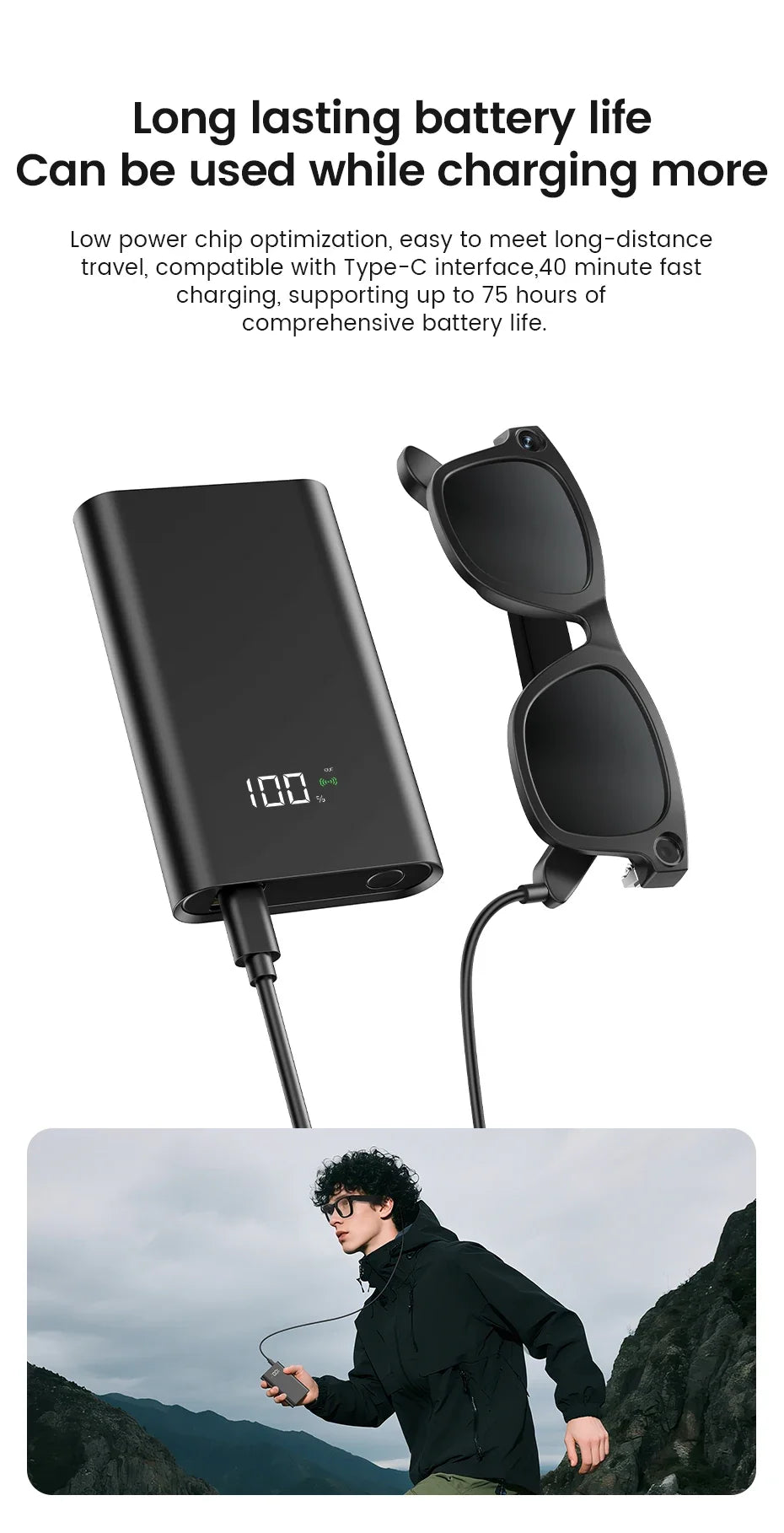 2025 New Smart Glasses 800W HD Camera AI Identification Touch 1080P HD Video Recording Al Voice Wireless Calling Smart Glasses