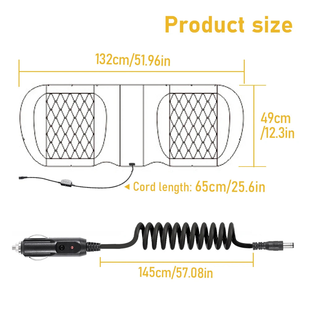 Car Seat Cover Rear Heater Seat Cushion 12V Rear Long Cushion Warm Winter Fast Heating Seat Protection Pad Mat Universal
