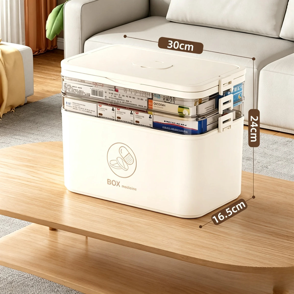 1pc 3-Tier Family Emergency Medicine Storage Box, Leak Resistant Compact Home Medicine Organizer