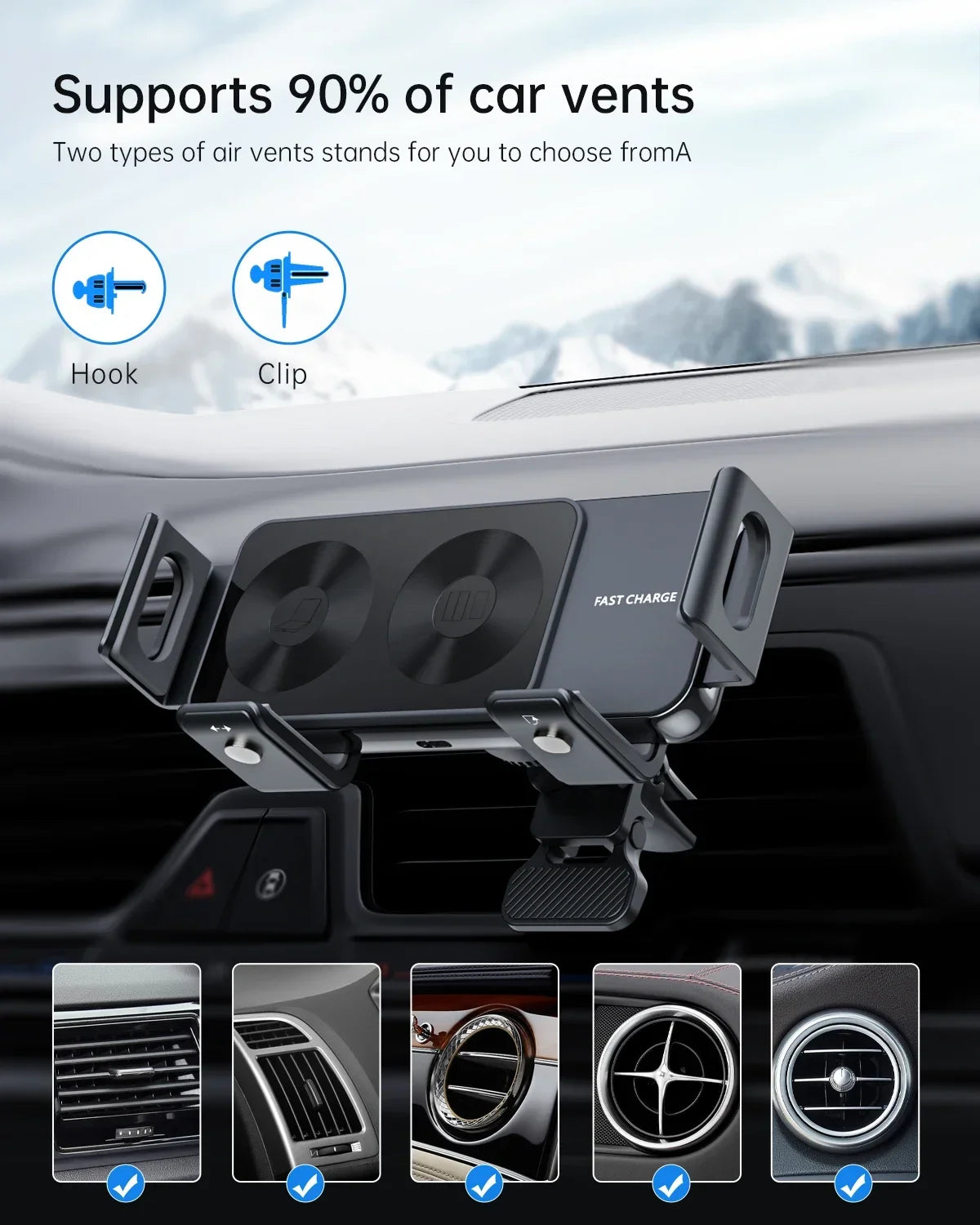 Eary 15W Wireless Car Charger for Huawei Mate XT Ultimate Car Phone Holder Mount Air Vent & Dashboard Fast Charging Accessories