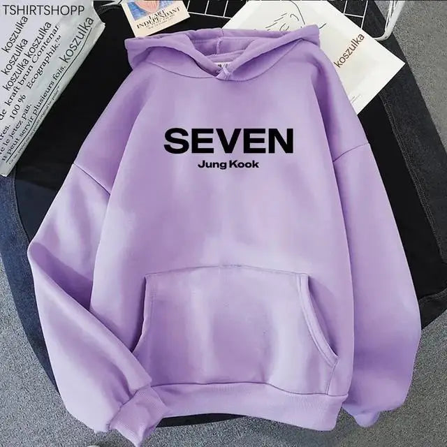 Letter Print JungKook Seven Hoodie Women/Men Harajuku Aesthetic Hoodies Unisex Autumn Winter Pullovers Dropshipping Sweatshirts