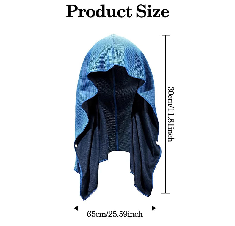 Cooling Hoodie Towel- Hood Towel, Evaporative Cool Technology, Cools Instantly When Wet, , Great for Sports, Fitness, Gym