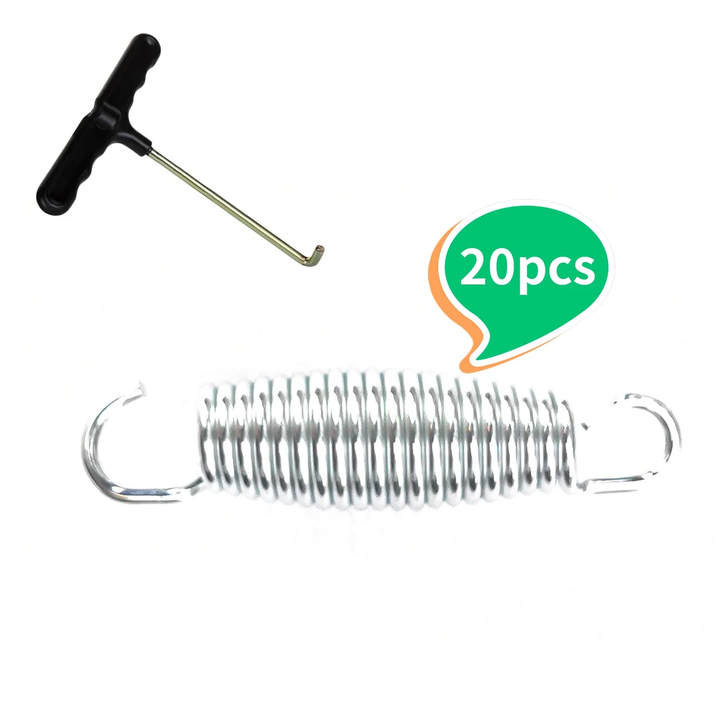Trampoline Spring Heavy duty Galvanized Spring Anti oxidation and Anti rust 20 pieces+T-shaped Hook