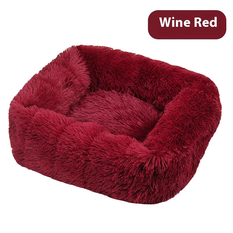 Square plush pet bed, provides warmth in winter, suitable for cats and dogs, can be used as a mattress, pet supplies