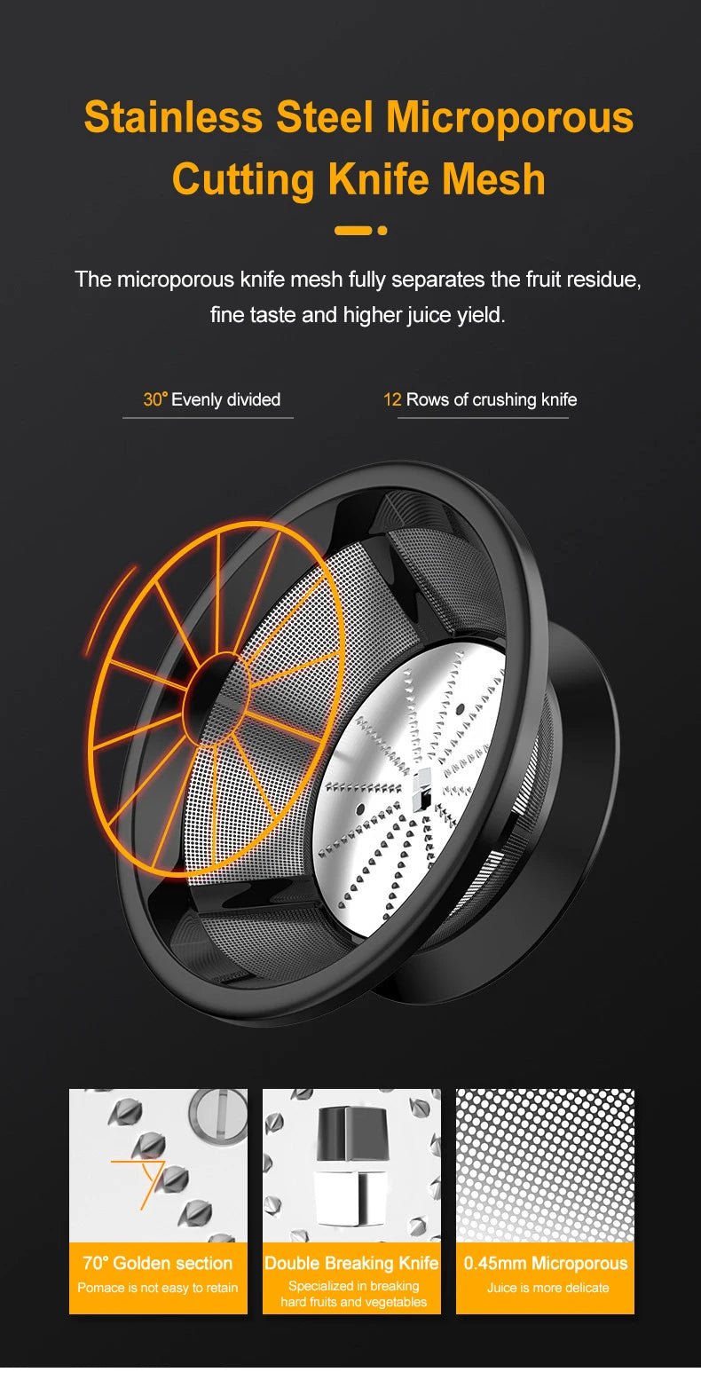 Juicer Centrifugal 400W Electric Orange Juicer Machine Household Large Caliber Residue Separation Vegetable Juicer 220V/110V