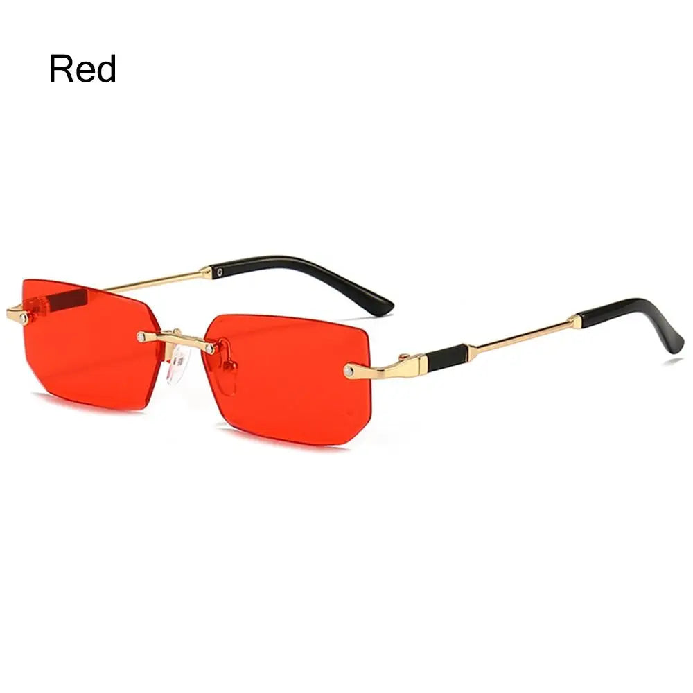 Trendy Rimless Rectangle Sunglasses Personalized Jelly Colored Frameless Sun Glasses Retro Shades Fashion Travel UV400 Eyewear