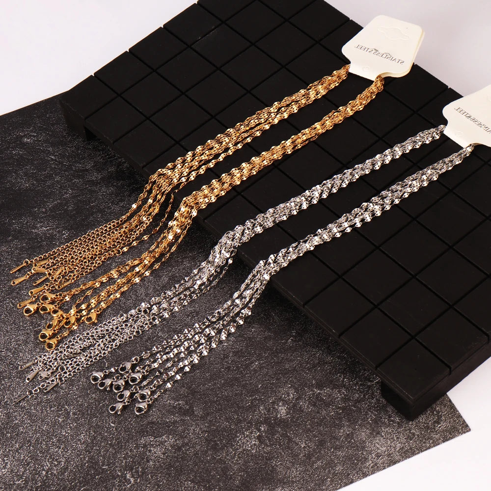 10pcs/lot Bulk Wholesale Stainless Steel Necklace Chain Necklace Choker Chains for DIY Jewelry Making Handmade Accessories