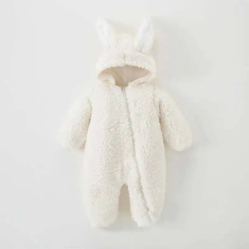Newborn Baby Winter Warm Romper Girl Overall Polar Fleece Clothes Boys Jumpsuit Costume Infant Rabbit Pajamas Jacket 3-12 Month