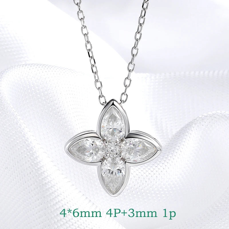 Smyoue Pear Cut 4*6mm Moissanite Necklace Pendant for Women Classic 5 Gems Luxury Jewelry S925 Sterling Silver Plated 18K Chain