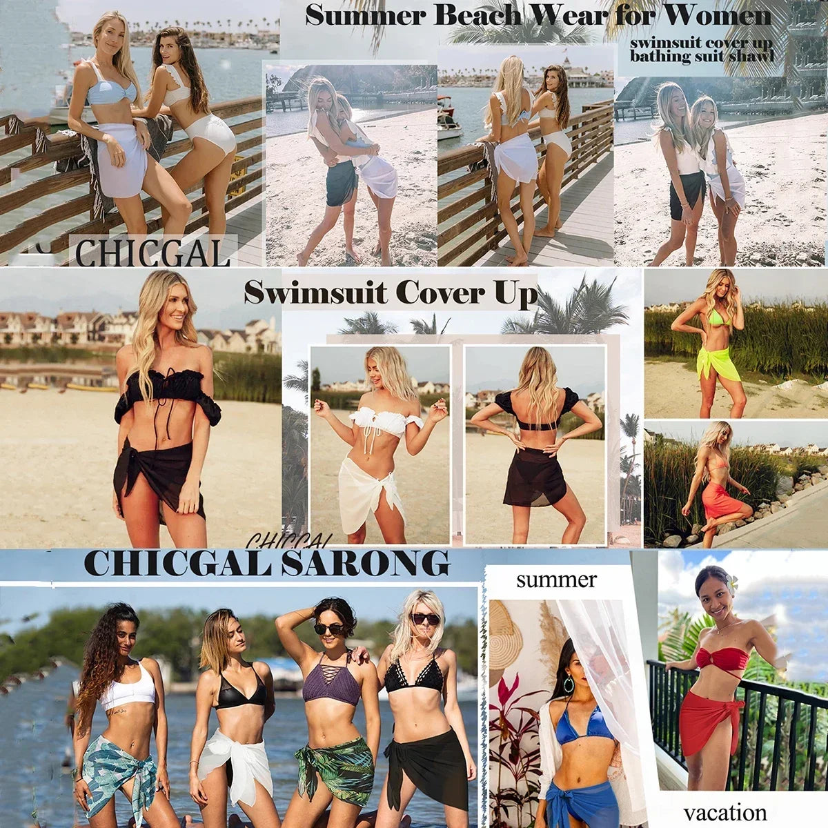 Summer Vacation Bikini Beach Skirt Women Beach Swimming Chiffon Skirt Lightweight Scarf Beach Swimsuit Hoodie Strap Design Sexy