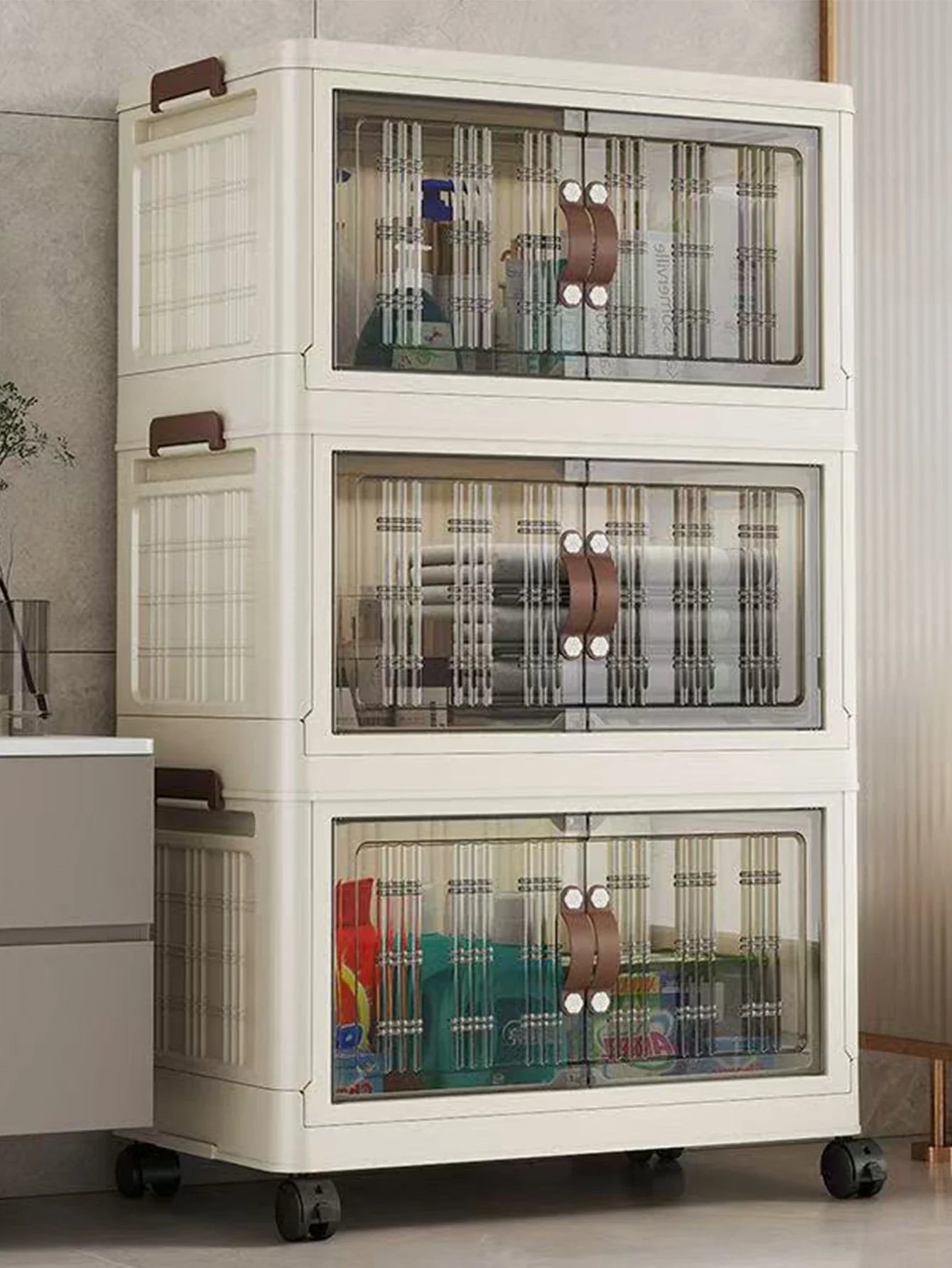 Large Capacity Folding Storage Cabinet - Dustproof Wardrobe Closet Organizer Easy Install