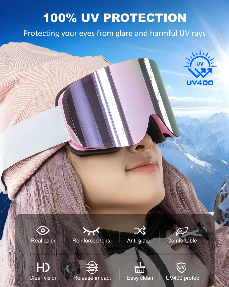 Double Layer Anti-Fog Adult Ski Goggles Outdoor Sports Snowboard Snowmobile Glasses Eyewear Full REVO Coating Snow Goggles UV400