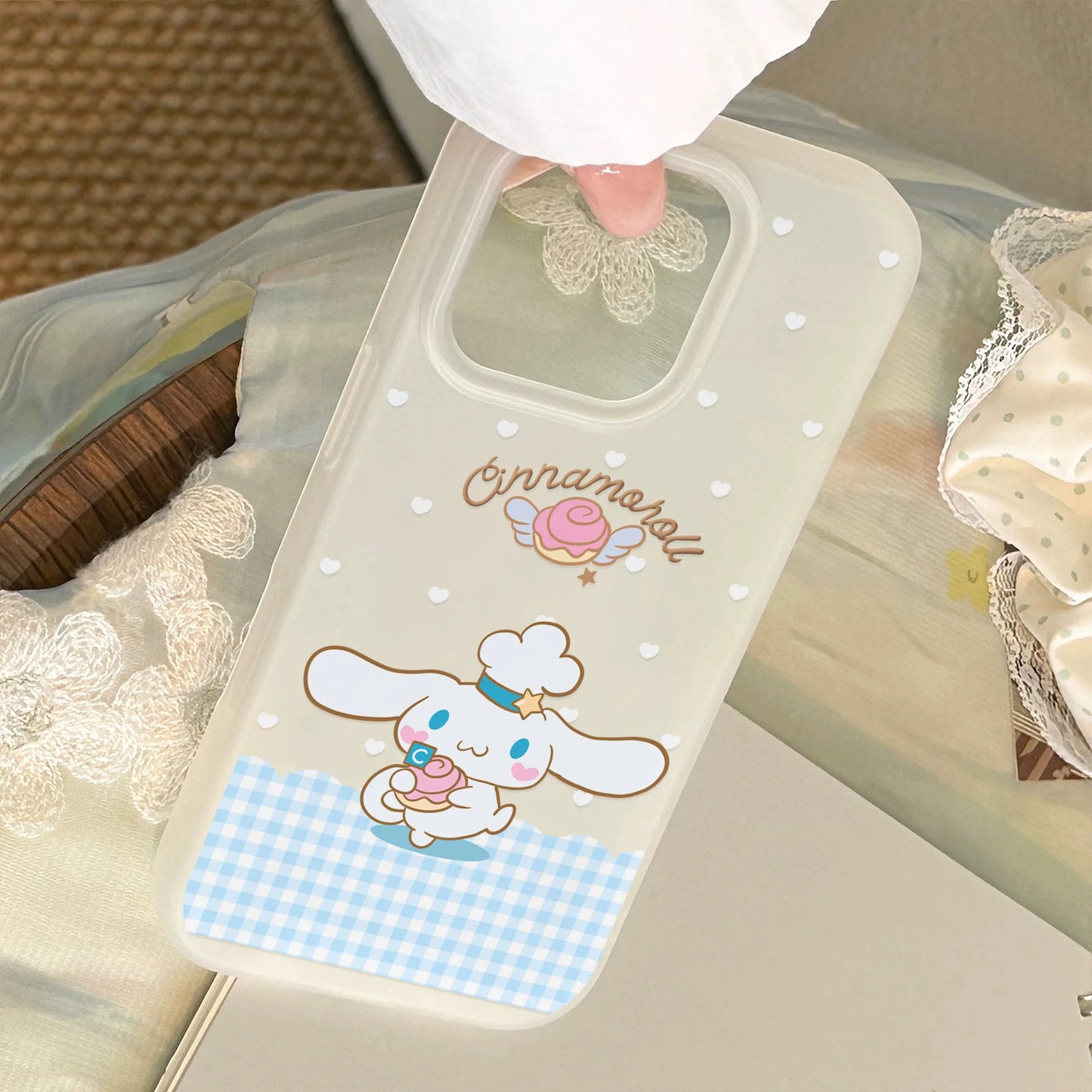Cute Cinnamoroll Transparent Clear Frosted Shockproof Phone Case for IPhone 17 16E 16 15 14 Plus 13 12 11 Air Plus Pro X XR Max