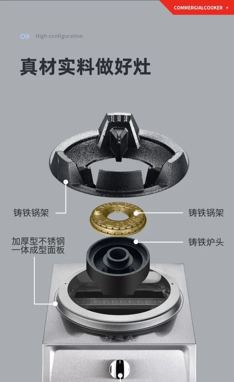 Single Double Burner Stainless Steel Gas Stove High Pressure LPG Commercial Home Cooking IAA