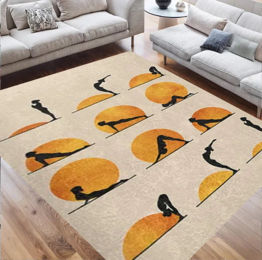 Sunset Yoga Mat Yoga Themed Non-Slip Rug Meditation CarpetBoho Yoga MatMindfulness RugYoga Art Washable Carpet Gift for Yogi