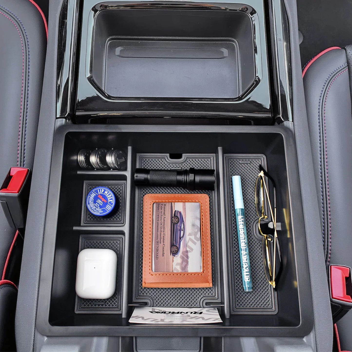 Center Console Organizer Tray for 2024 2025 Chevy Silverado EV WT and 2024 2025 GMC Sierra EV Armrest Storage Box Accessories