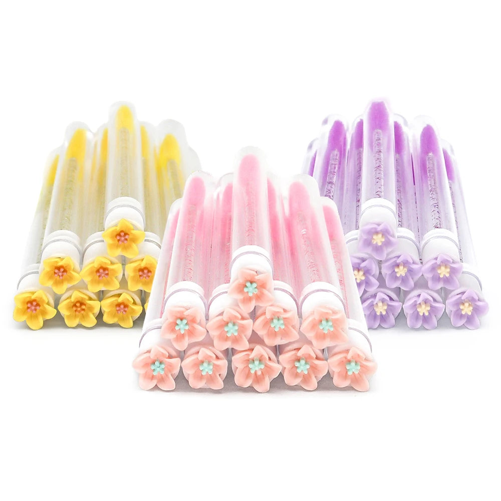10/50Pcs Eyelash Brush Tubes With Crystal Lash Mascara Wands Eyebrow Comb Spoolies Container Lash Brush Applicators Makeup Tools