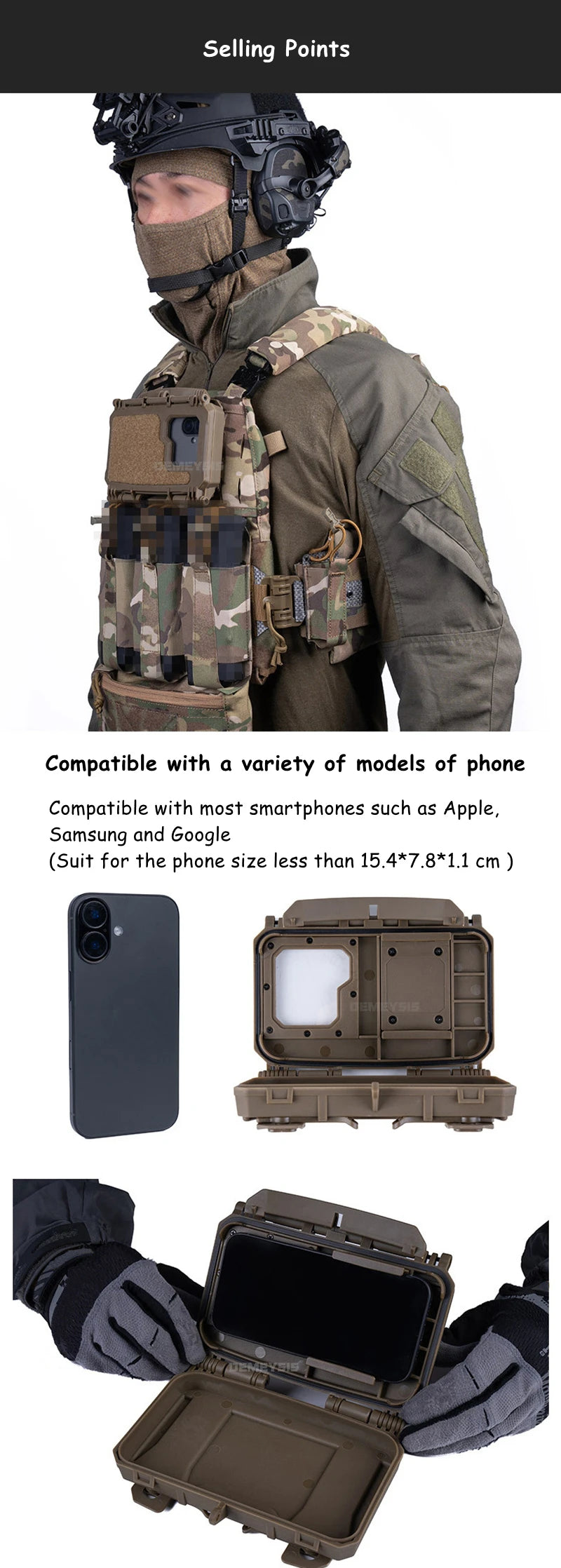 Tactical MOLLE Mobile Phone Box V2 Sport Chest Rig Hunting Vest Navigation Board Instant Equipment  Front Panel Phone Holder