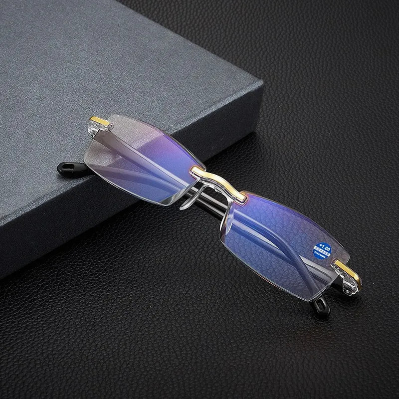 New frameless edge cutting blue light presbyopia glasses with intelligent zoom high-definition presbyopia glasses for