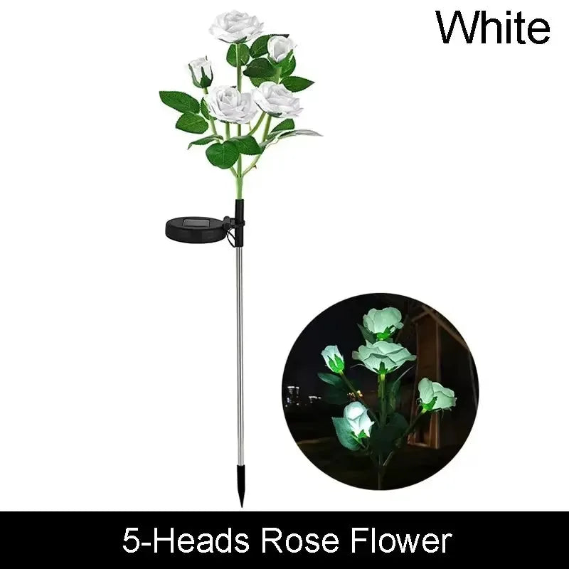 Solar Garden Lights LED Solar Flowers Rose Lawn Lamp  Outdoor Waterproof Outside Light for Patio Yard Garden Wedding Xmas Decor
