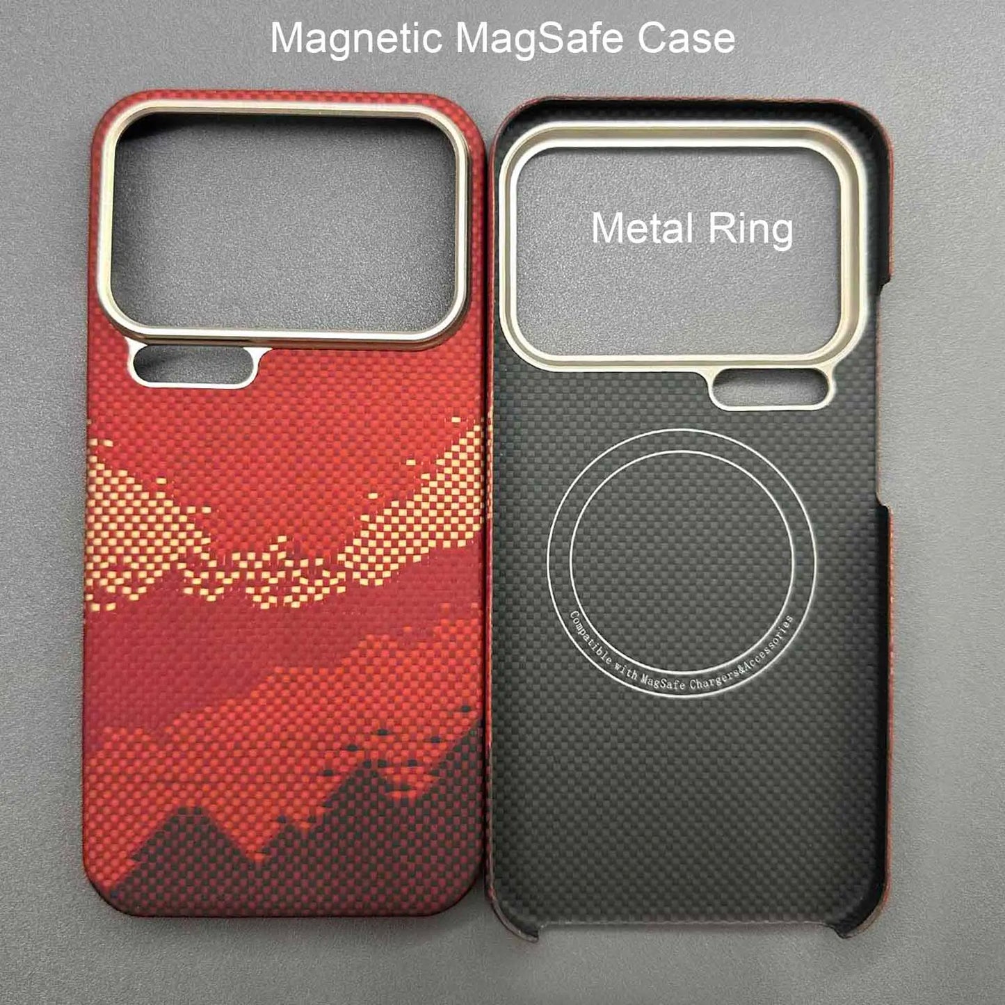 For xiaomi 17 pro max case kevlar 600d carbon aramid fiber magsafe fabric thin hard cover 17 pro magnetic balck Slim light red