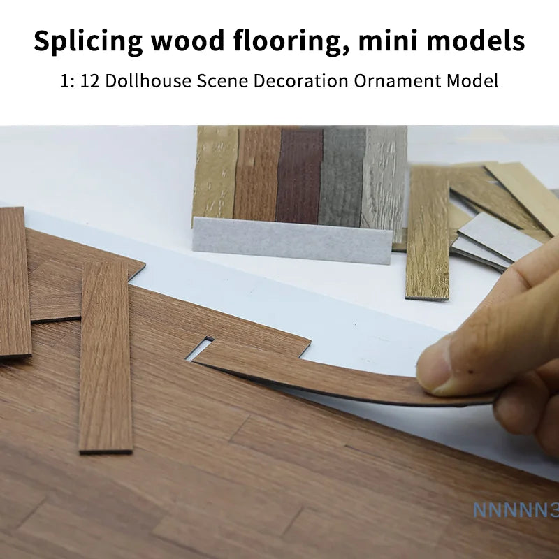 Mini Floor Boards for Dollhouses, Set of 10 Wooden Tiles for 1:12 Scale Doll House Furniture and Wall Decor