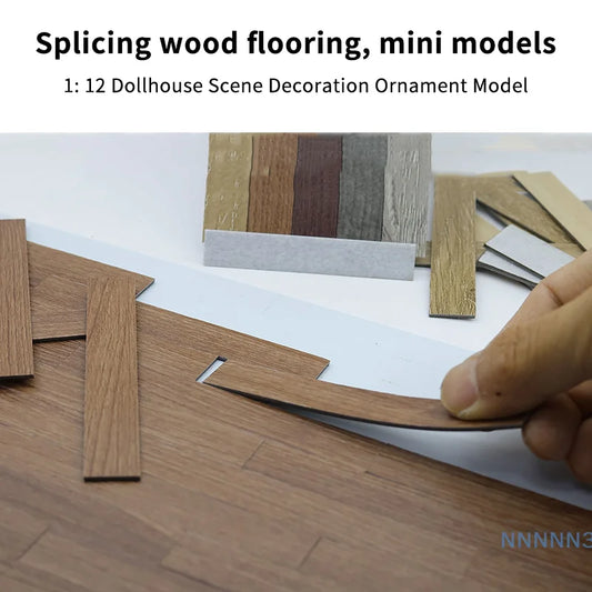 Mini Floor Boards for Dollhouses, Set of 10 Wooden Tiles for 1:12 Scale Doll House Furniture and Wall Decor