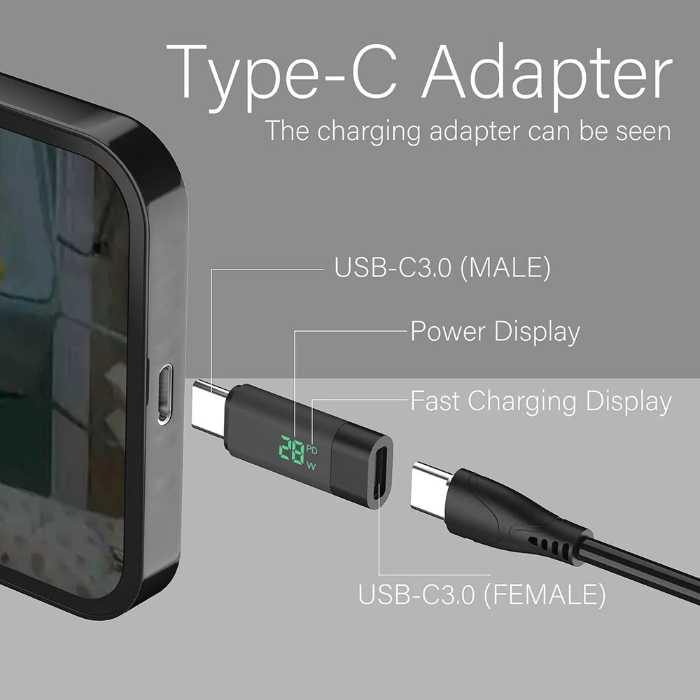 99W Power Digital Display Type C to Type C Adapter For USB to Type C Cable Type C to Type C Cable Fast Charging Cable Visible