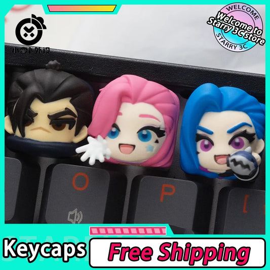 LoL Anime Keycaps Resin Kawaii Customized Personalized Cute Seraphine Jinx Keycap