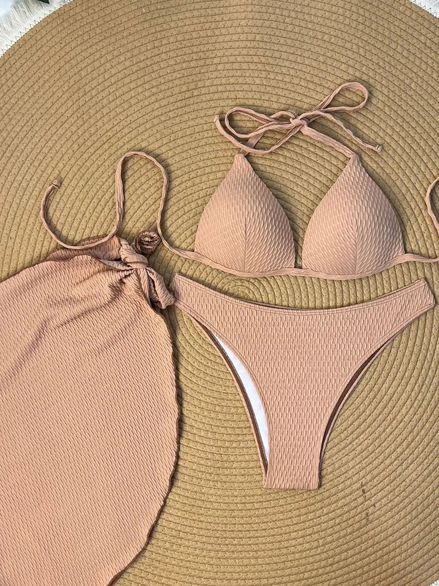 2026 Halter Triangle String Bikinis Swimsuit Women 3 Pieces Sexy Push Up Swimwear Female Bathers Bathing Swimming Swim Suit