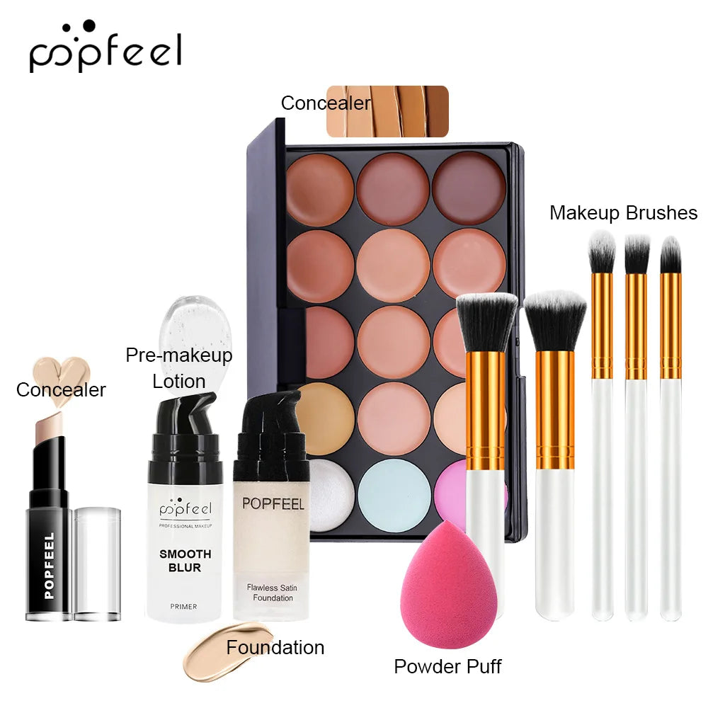 Essential Eye Makeup Set for Beginners Matte&Shimmer Eyeshadow Palette, Mascara, Eyebrow Pencil, Lip Eyeliner,Brush Tool Set Box