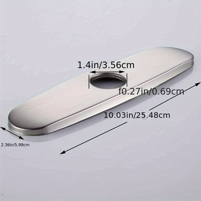 1pc Faucet Bottom Cover Base, Silver Faucet Cover, Oval Stainless Steel Hole Cover, Deck For Bathroom Or Kitchen Sink Faucet