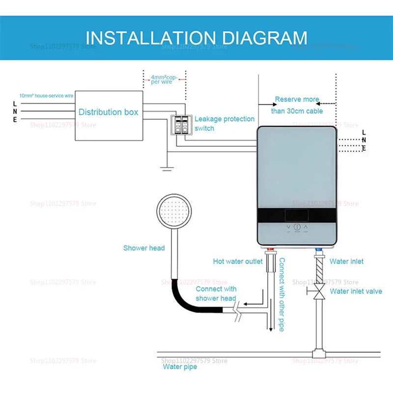 Portable Instant Electric Water Heater for Home Fast Heating Waterproof Kitchen Bathroom Compact Space-saving Safe Efficient
