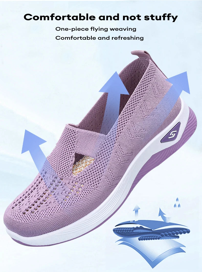 Women's Sneakers Breathable Slip on Walking Shoes Mesh Low Top Ladies Vulcanized shoes Soft Sole Lightweight Casual Shoes