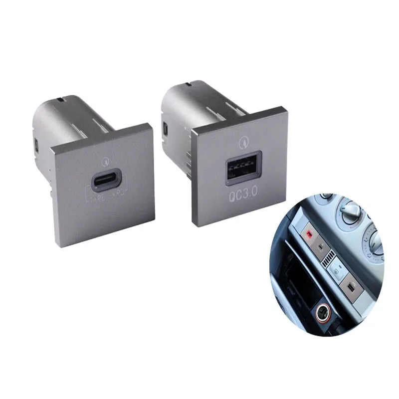 1pc 12V/24V Silvery PD car charger Socket QC3.0 Smart Fast charge USB connector for Ford Focus 2 2004-2010 mk2 Accessories