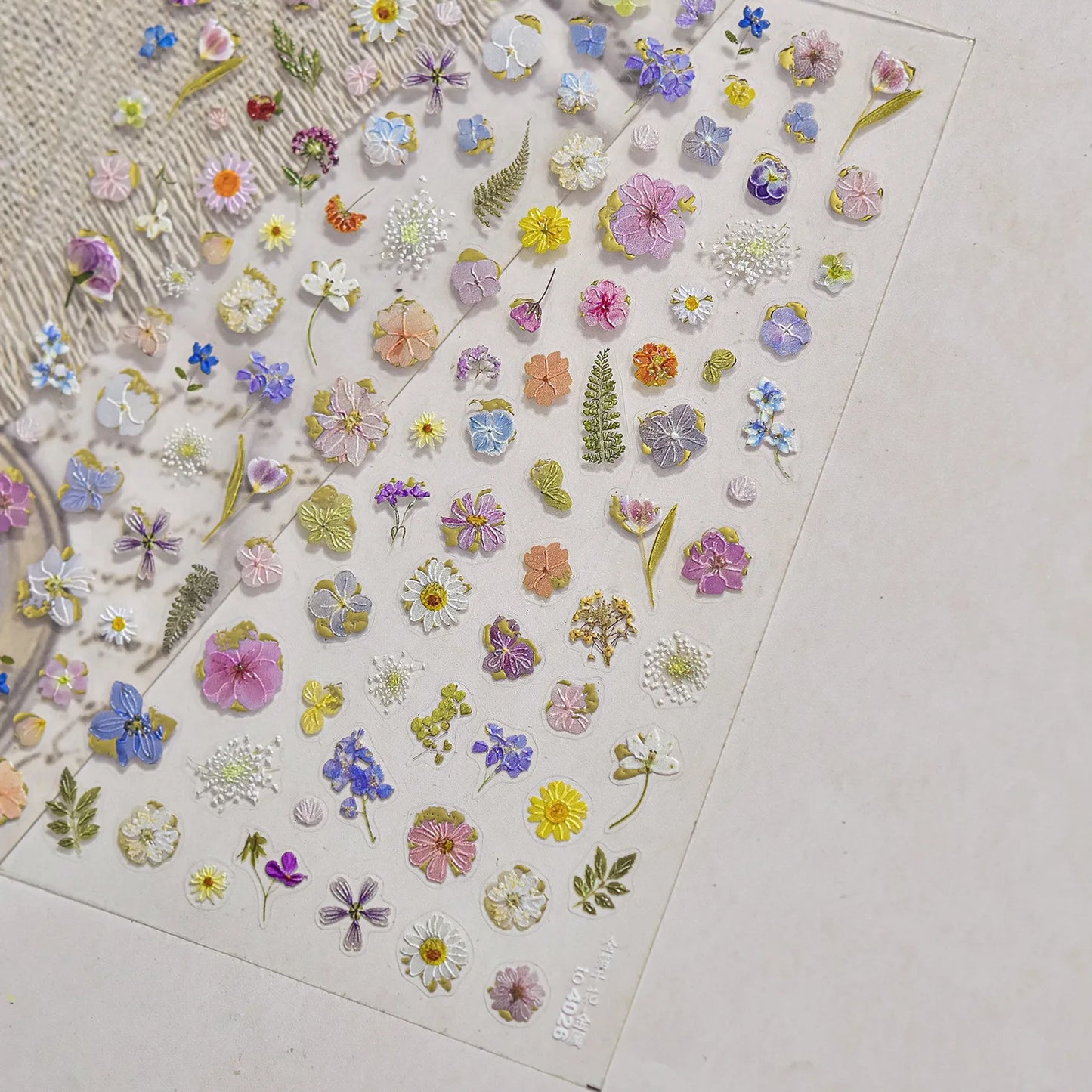 1Pc 3D Lavendar Flowers Stickers for Nails Spring Sakura Floral Leaves Self-Adhesive Sliders Decals Art Manicure for Decoration