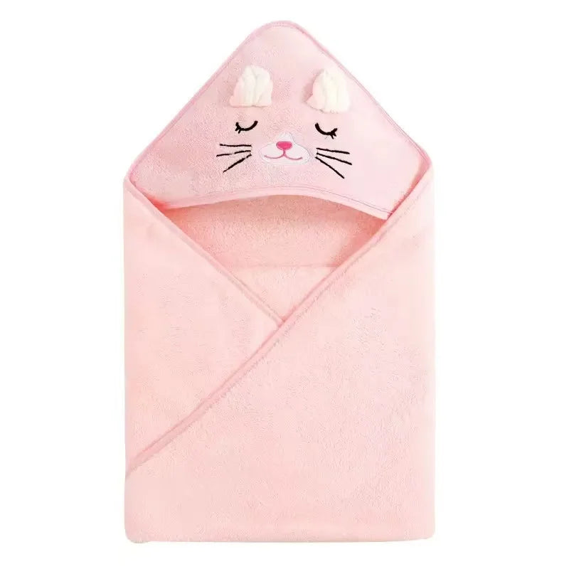 Toddler Bathrobe Infant Bath Towel Boy Girl Blankets Swaddle With Hood Cartoon Coral Fleece Towel Blanket Newborn Kids Bedding