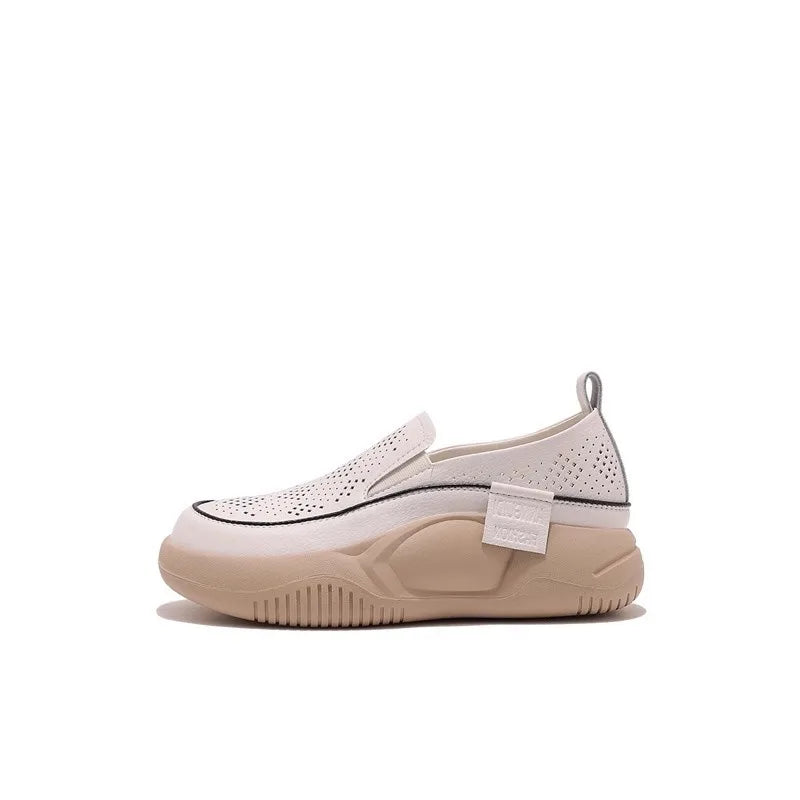 New Casual Loafers Women's Thick-soled One-pedal Through The Net Soft Leather Retro Single Shoes Women's Shoes Wholesale
