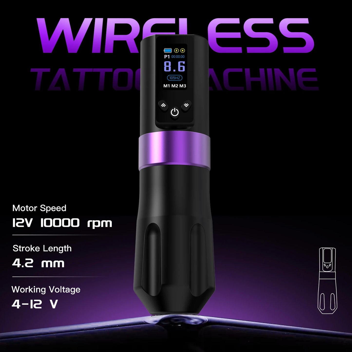 DQFART Wireless Tattoo Pen 10000 Rmp For Permanent Makeup Tattoo Machine for Professional Tattoo Artists Tattoo Supplies