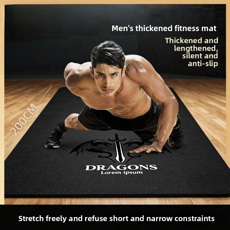 Extended and Widened Men's Yoga Mat Indoor Non-Slip Fitness Mat Beginner Yoga Mat Thickened Exercise Shaping Floor Mat