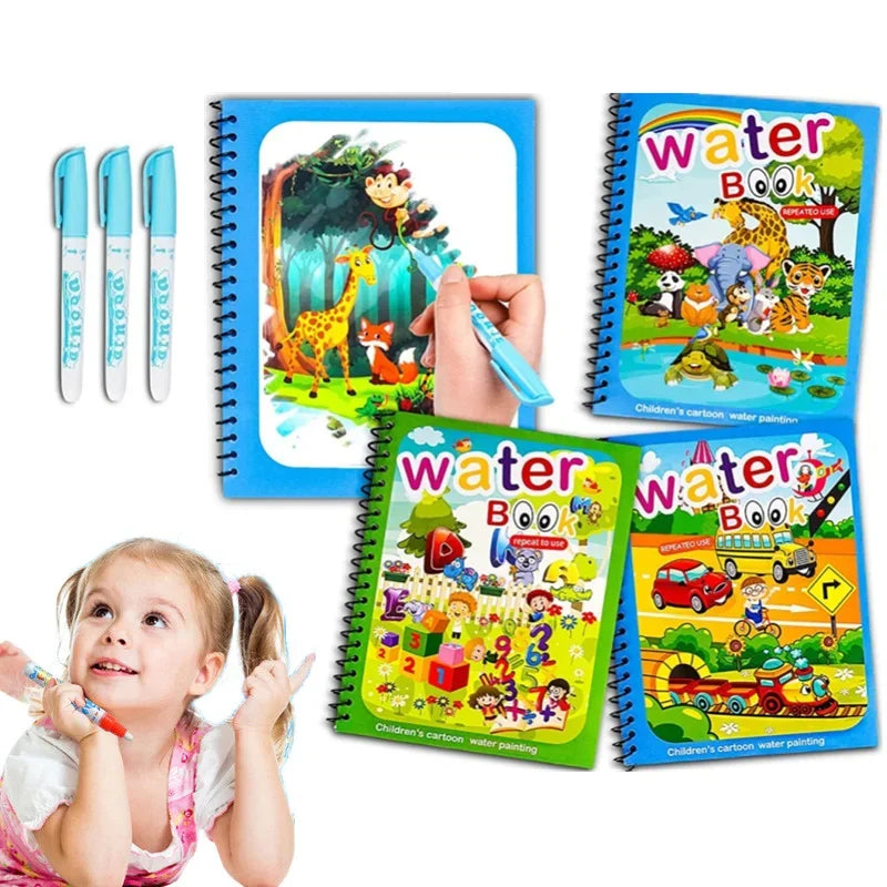 Drawing Coloring Books for Kids Magic Water Book with Pen 2 To 4 Years Old Children Learning  Education Toy Baby Montessori Toys
